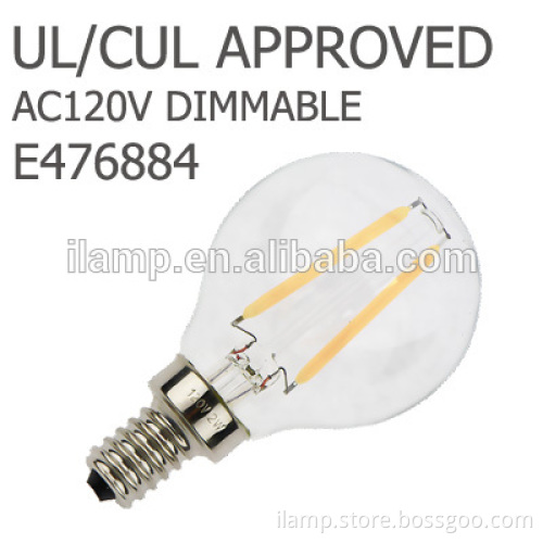 UL Listed 4W E12 Half Chrome Filament Led Bulb G45 110V Dimmable